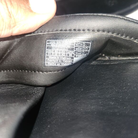 WOMENS US 11 UGG ZAYNE CROSSBAND SANDAL BLACK LEATHER PLATFORM SLIDE - Picture 5 of 9